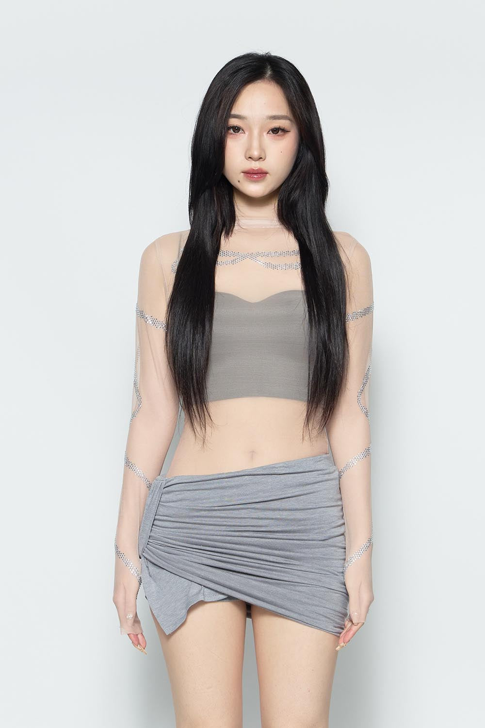 THEREDTHREAD / ザレッドスレッド】S ribbon tops rhinestone