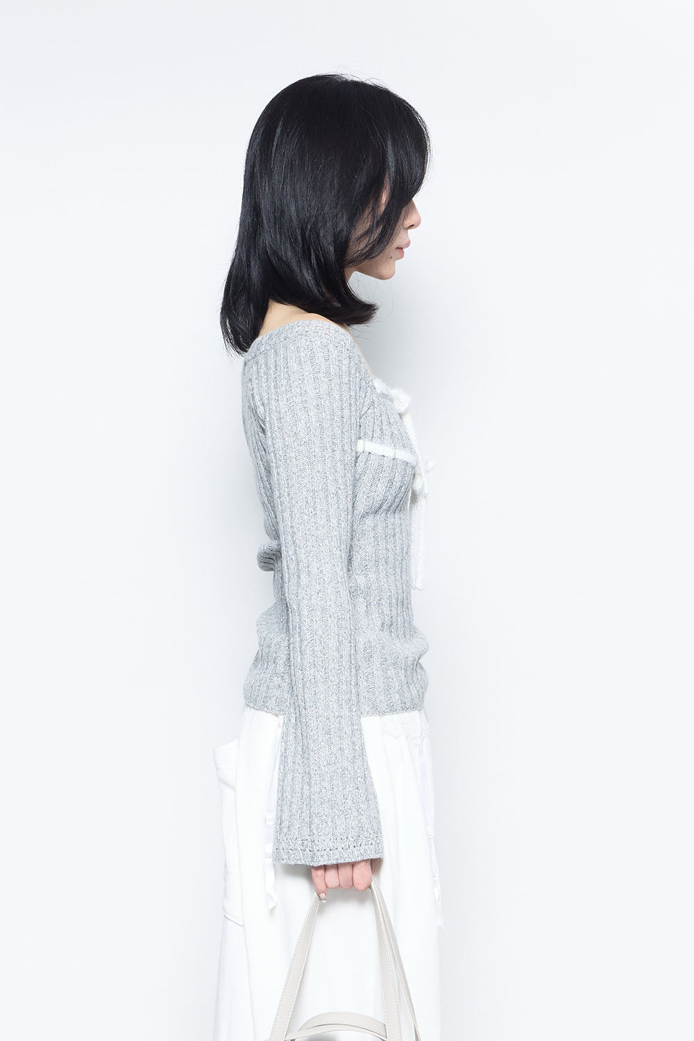 THEREDTHREAD / ザレッドスレッド】S rib knit tops ribbon