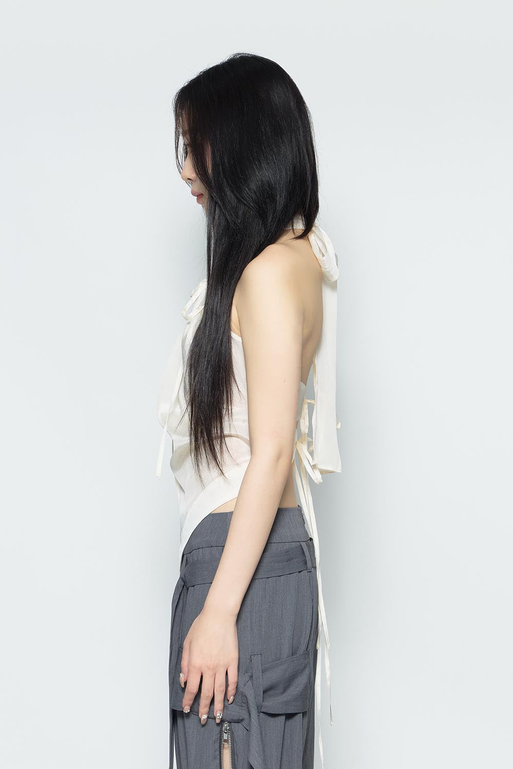 THEREDTHREAD / ザレッドスレッド】S draped sheer halter tops