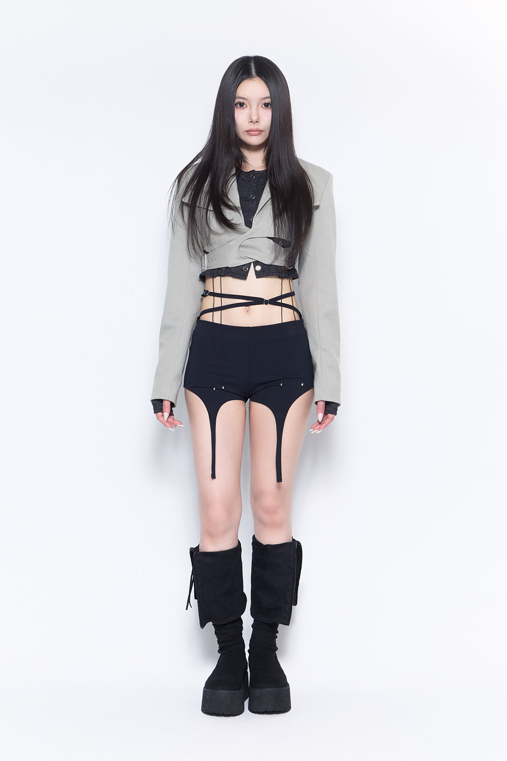 THEREDTHREAD / ザレッドスレッド】S garter bare shorts set