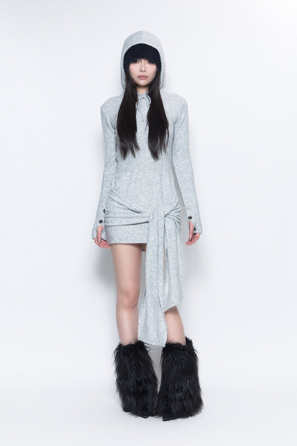 THEREDTHREAD / ザレッドスレッド】S draped knit dress mini