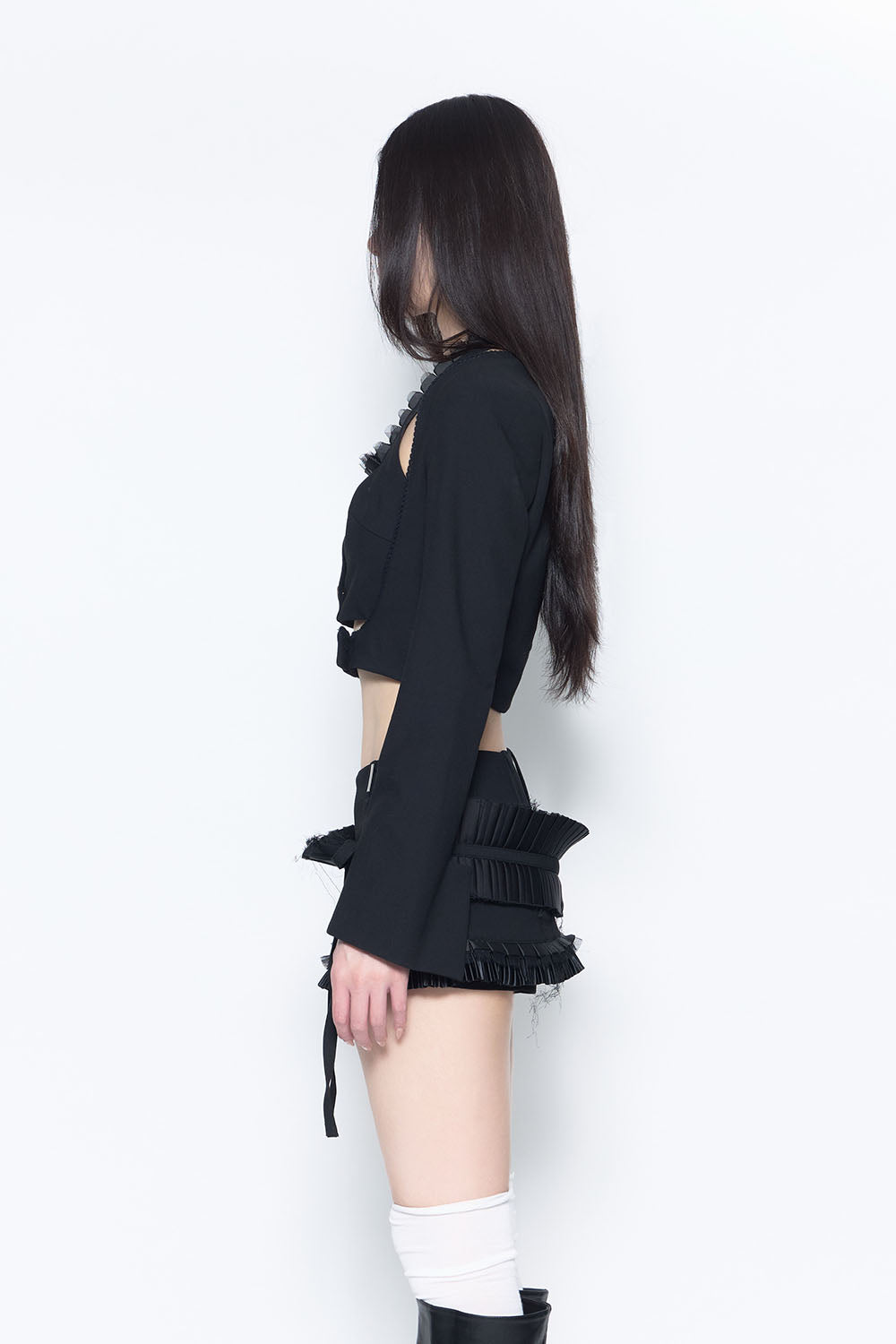 THEREDTHREAD / ザレッドスレッド】S lace trim suit skirt