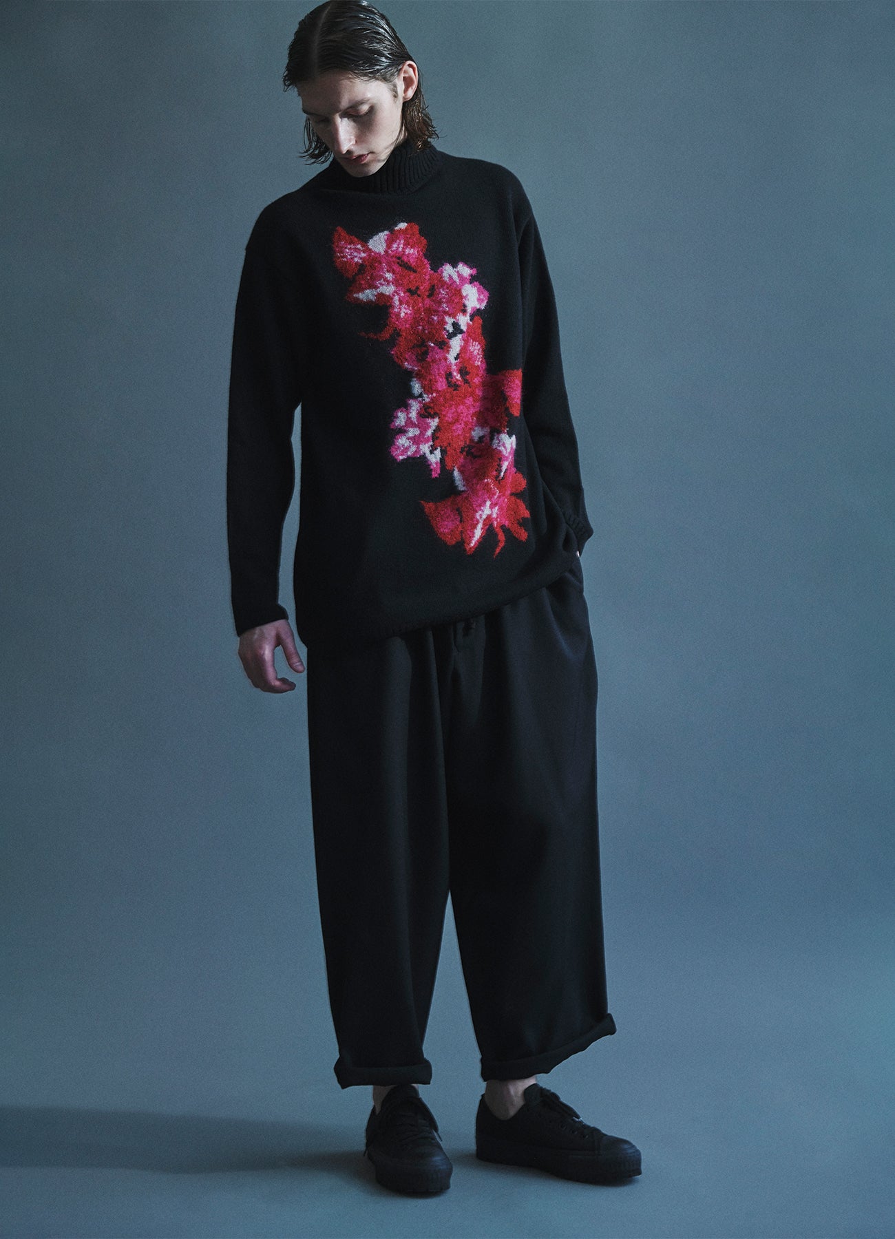 FLOWER DESIGNED TURTLE NECK KNIT – THE SHOP YOHJI YAMAMOTO