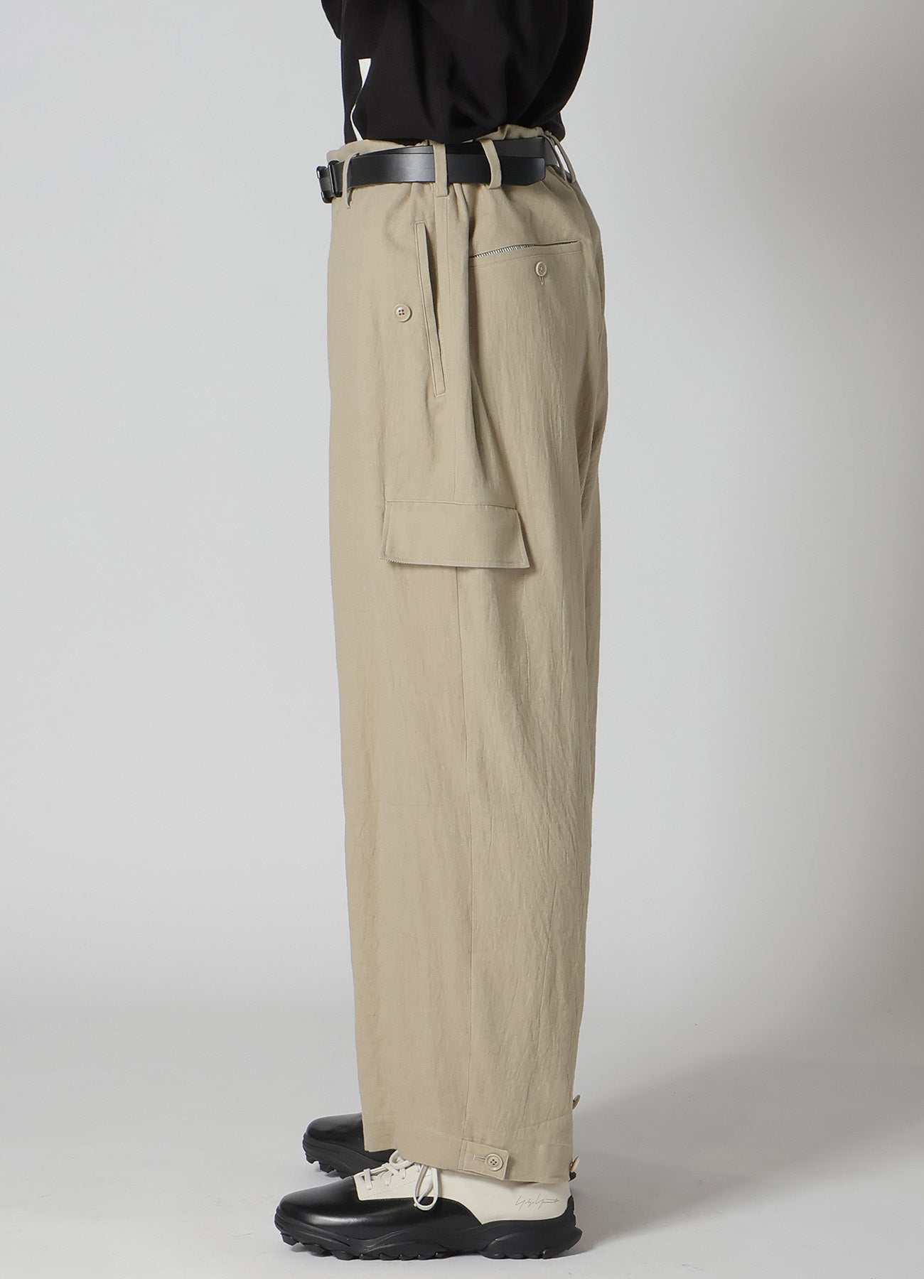 COTTON LINEN VIYELLA WIDE PANTS WITH TAB – THE SHOP YOHJI YAMAMOTO