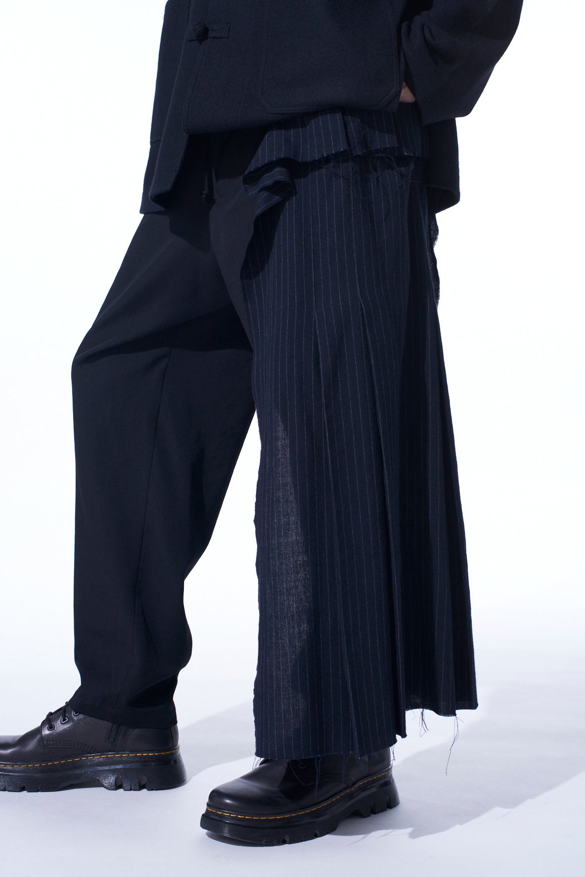 WASHER WOOL GABARDINE PLEATED WRAP PANTS – THE SHOP YOHJI YAMAMOTO