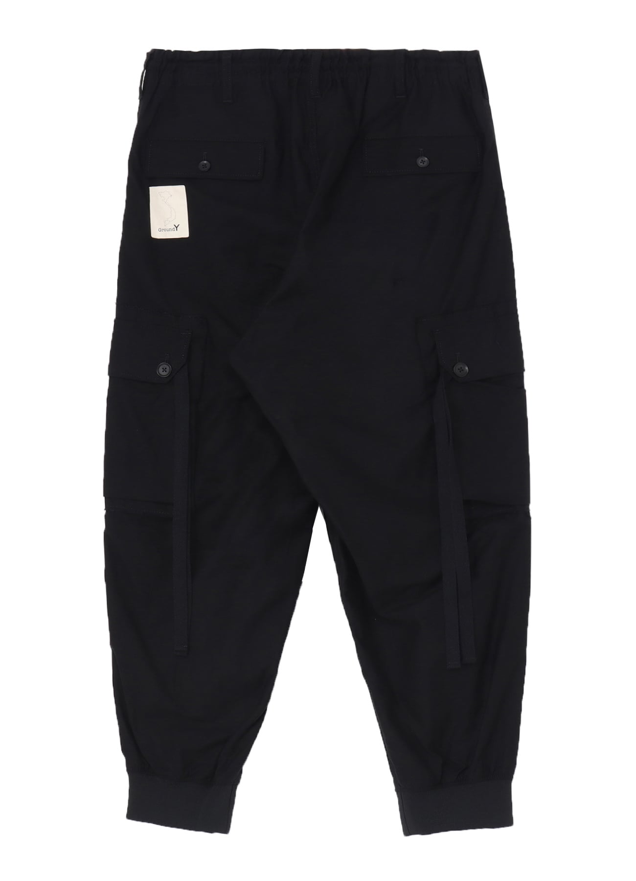 COTTON TWILL STANDARD RIBBED HEM CARGO(FREE SIZE Black): Ground Y