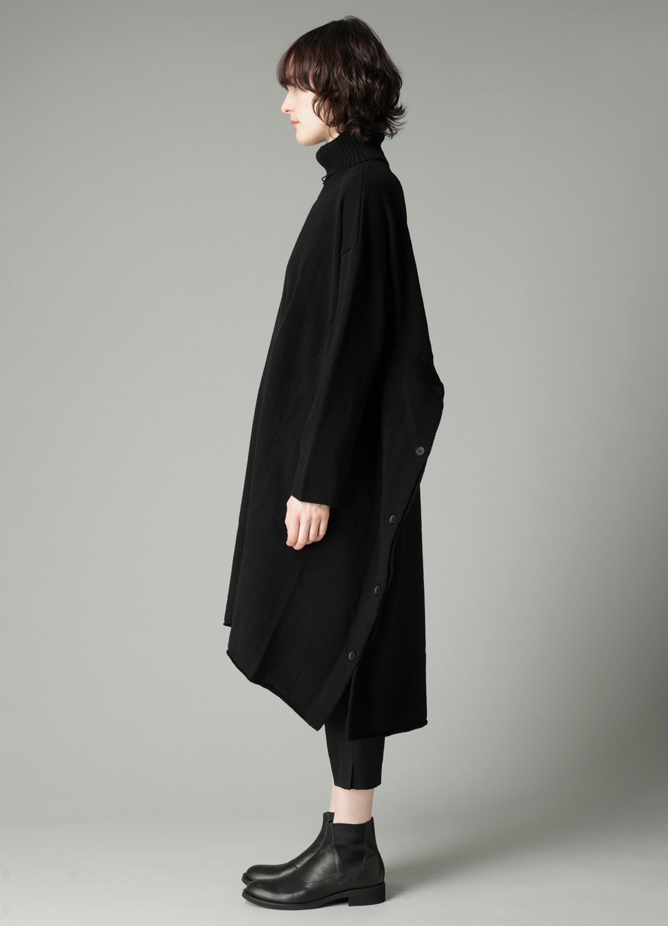India DAMAGED HIGH NECK DRESS(S Black): Yohji Yamamoto｜THE SHOP