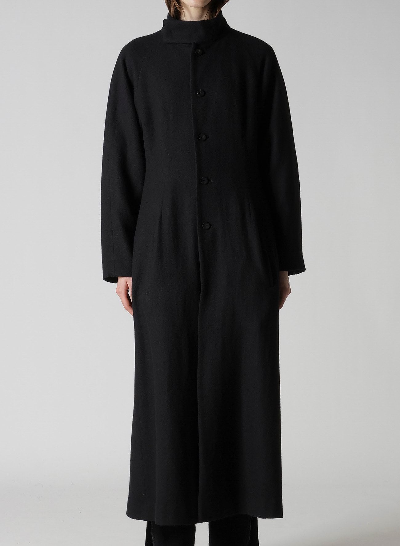 WOOL VIYELLA REVERSIBLE STAND COLLAR COAT(XS Black): Soldes｜THE