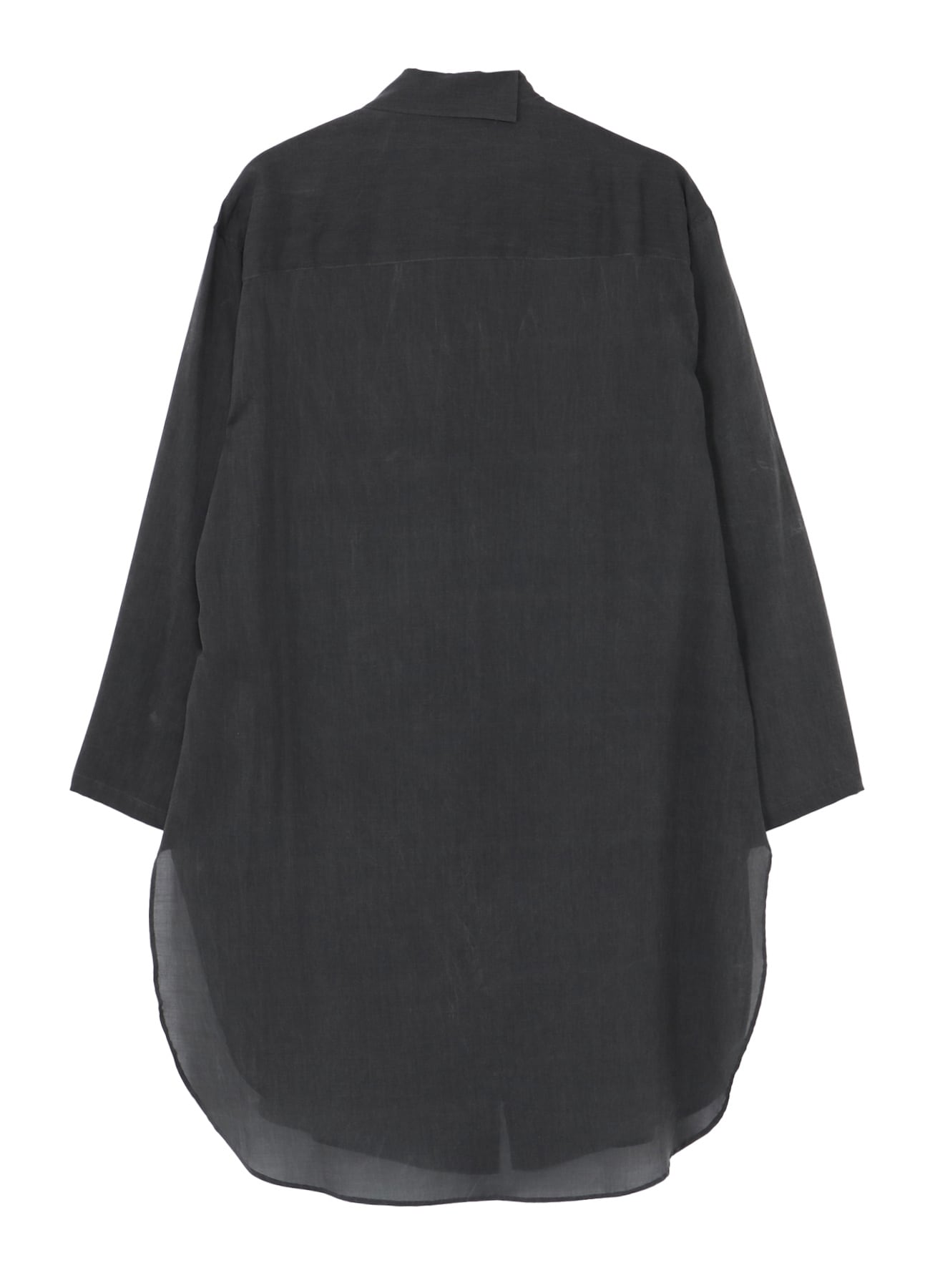 PIGMENT COATING WASH ASYMMETRIC LONG BLOUSE(XS Black): Yohji