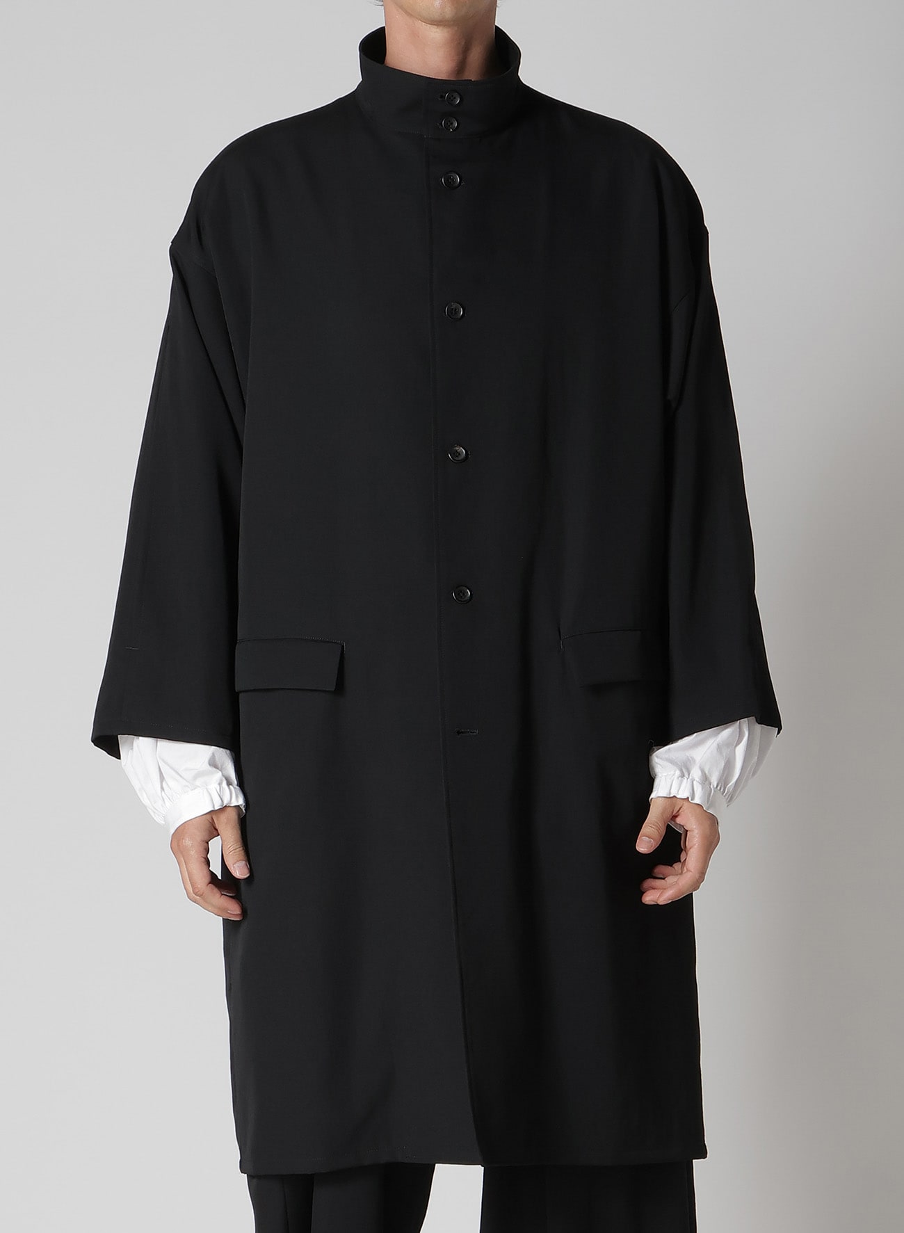 WOOL GABARDINE SLEEVE SLIT STAND JACKET(S Black): Yohji Yamamoto