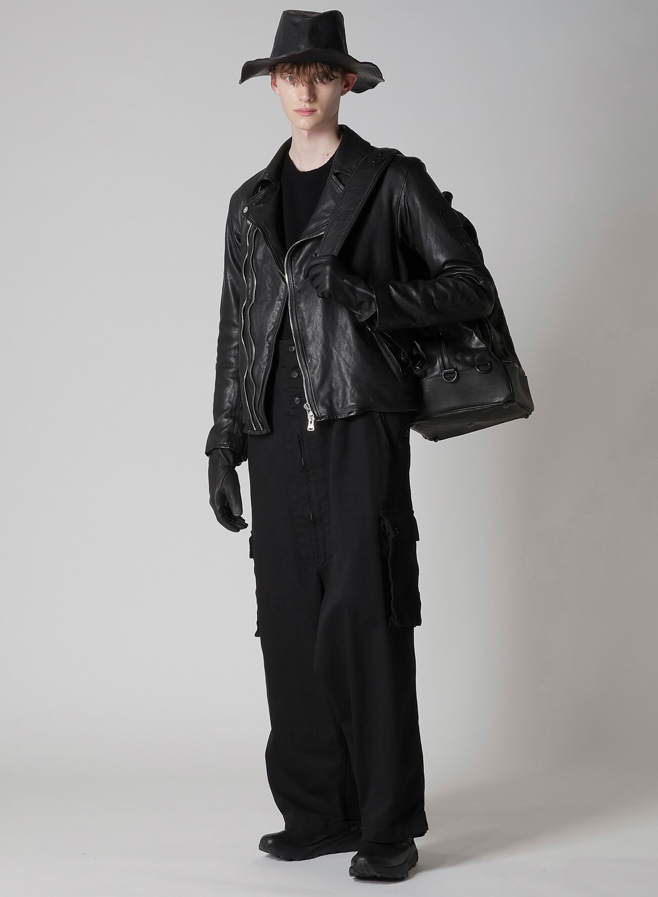 JAPAN TANNIN CALF TEN GALLON HAT(FREE SIZE Black): Yohji Yamamoto