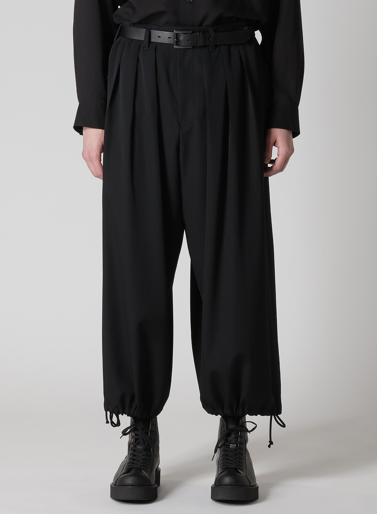 WOOL GABARDINE THIN BALLOON PANTS(S Black): Yohji Yamamoto POUR