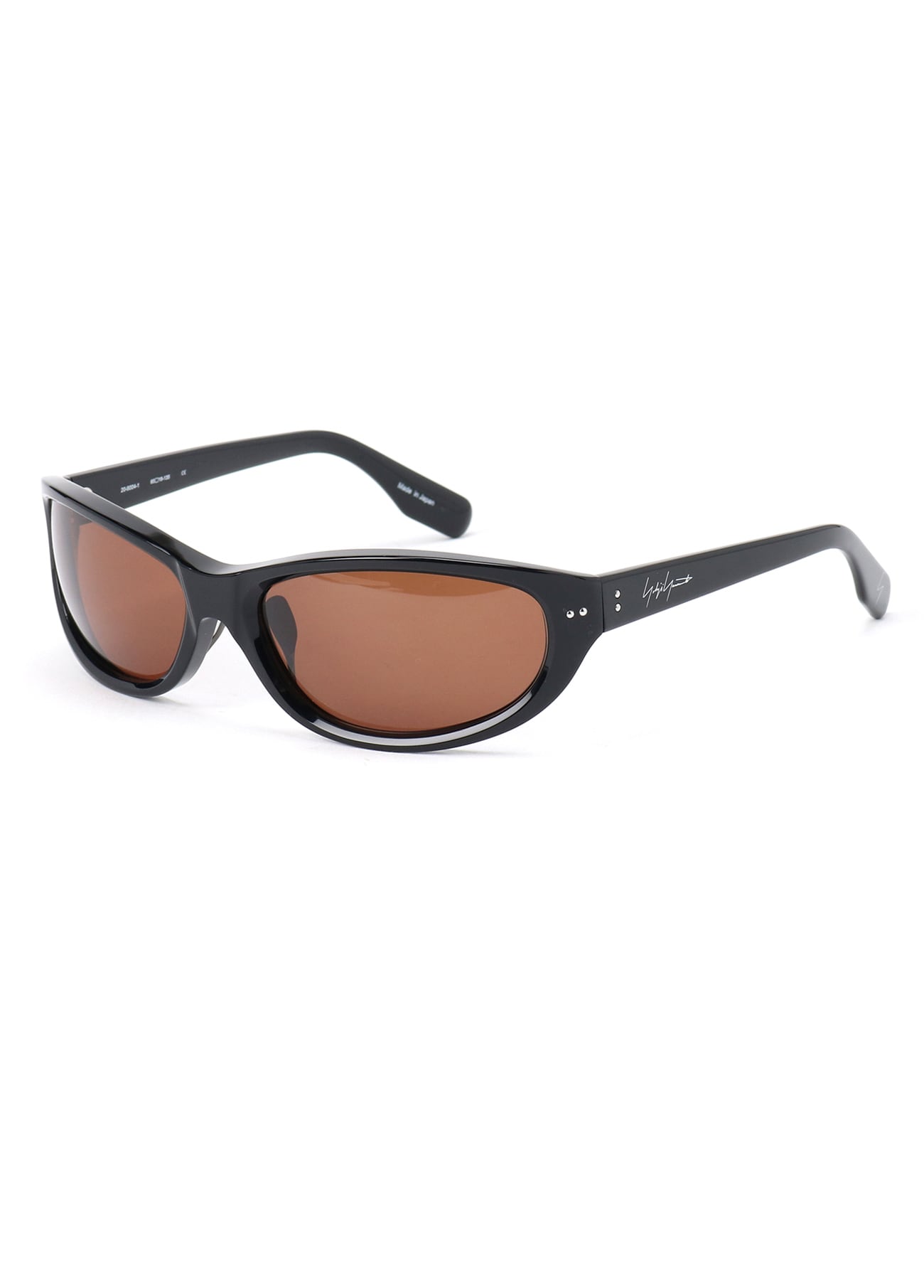 BLACK ACETATE CURVE SUNGLASSES(FREE SIZE Brown): Yohji Yamamoto