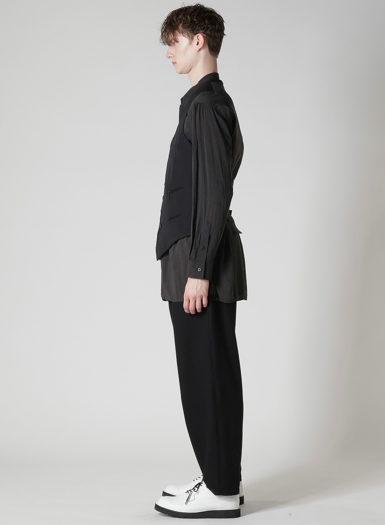 WOOL GABARDINE 7-BUTTON VEST(S Black): Y's for men｜THE SHOP YOHJI