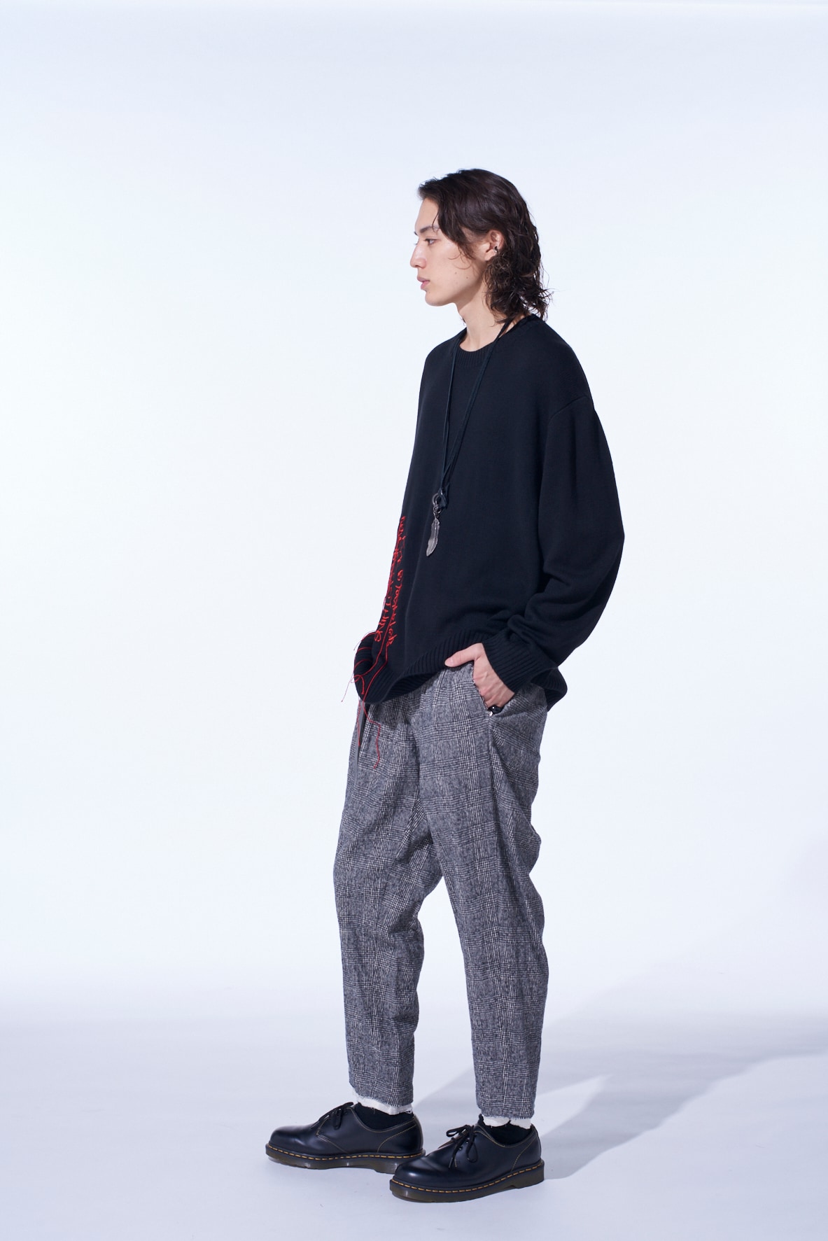 7G WOOL-BLEND INTARSIA MESSAGE PULLOVER(M Black): S'YTE｜THE SHOP