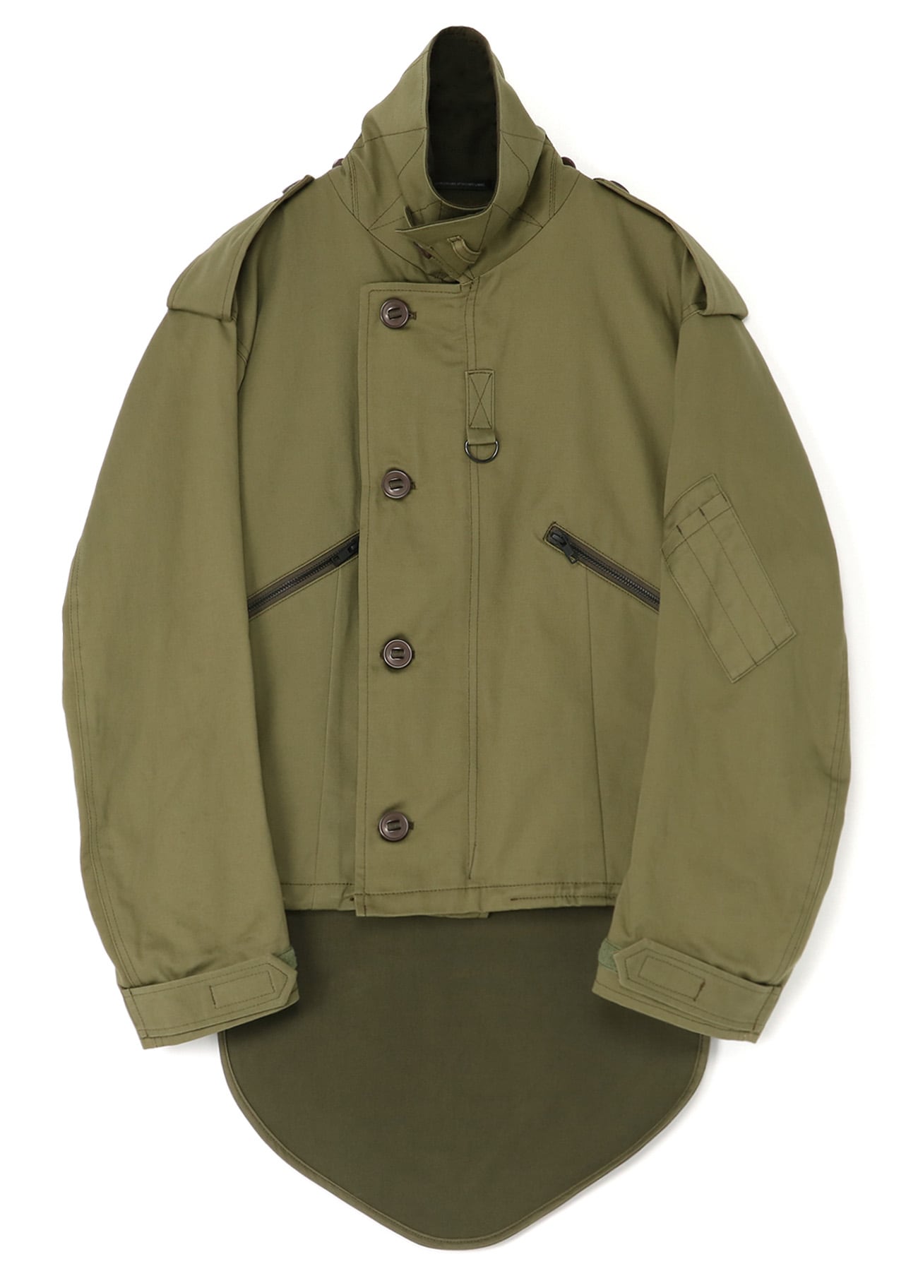 COTTON SATIN+COTTON WOOL LIGHT SERGE PILOT JACKET(XS Khaki
