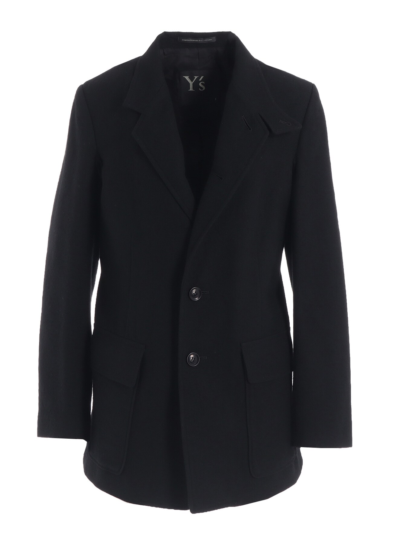 MILLING WOOL SERGE NOTCHED LAPEL JACKET(XS Black): Soldes｜THE