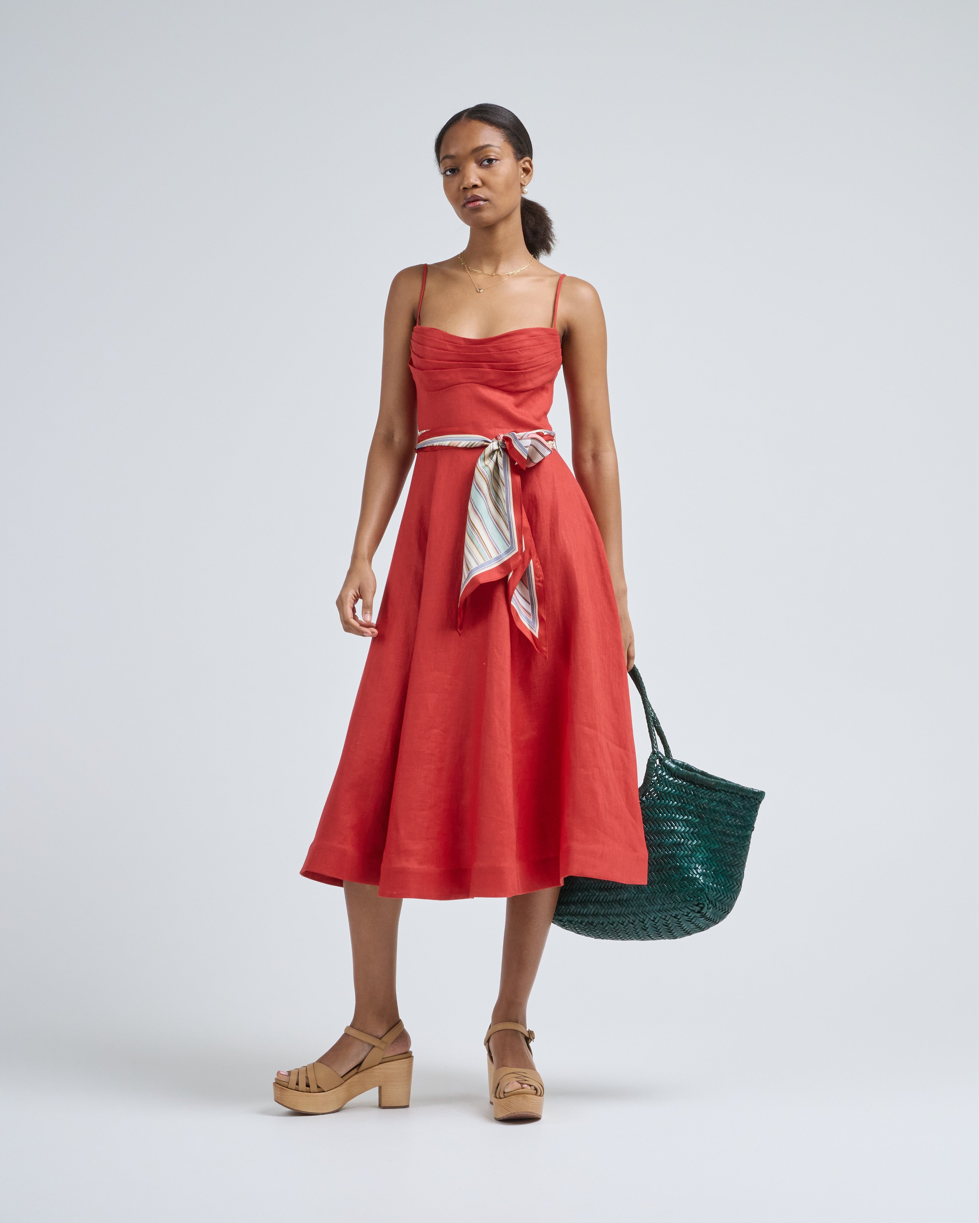 Zimmermann Rebellion Tuck Midi Dress Red