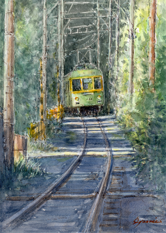 水彩画原画 江ノ電・木漏れ日の中 ＃665 ＃663 | syoumei ｜インテリア