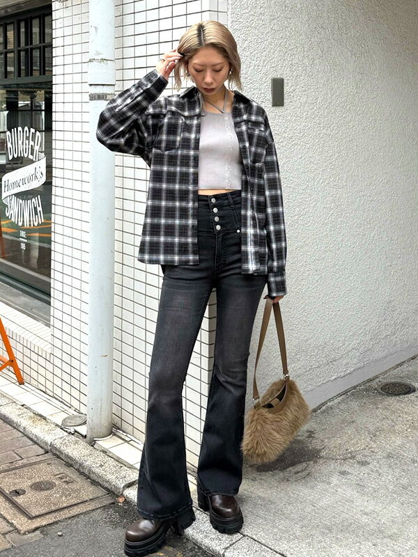 EMODA エモダ デニム スーパー ハイウエスト フレア パギンス ジーンズ