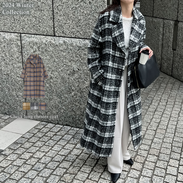 楽天市場】チェック柄 ロングコートの通販