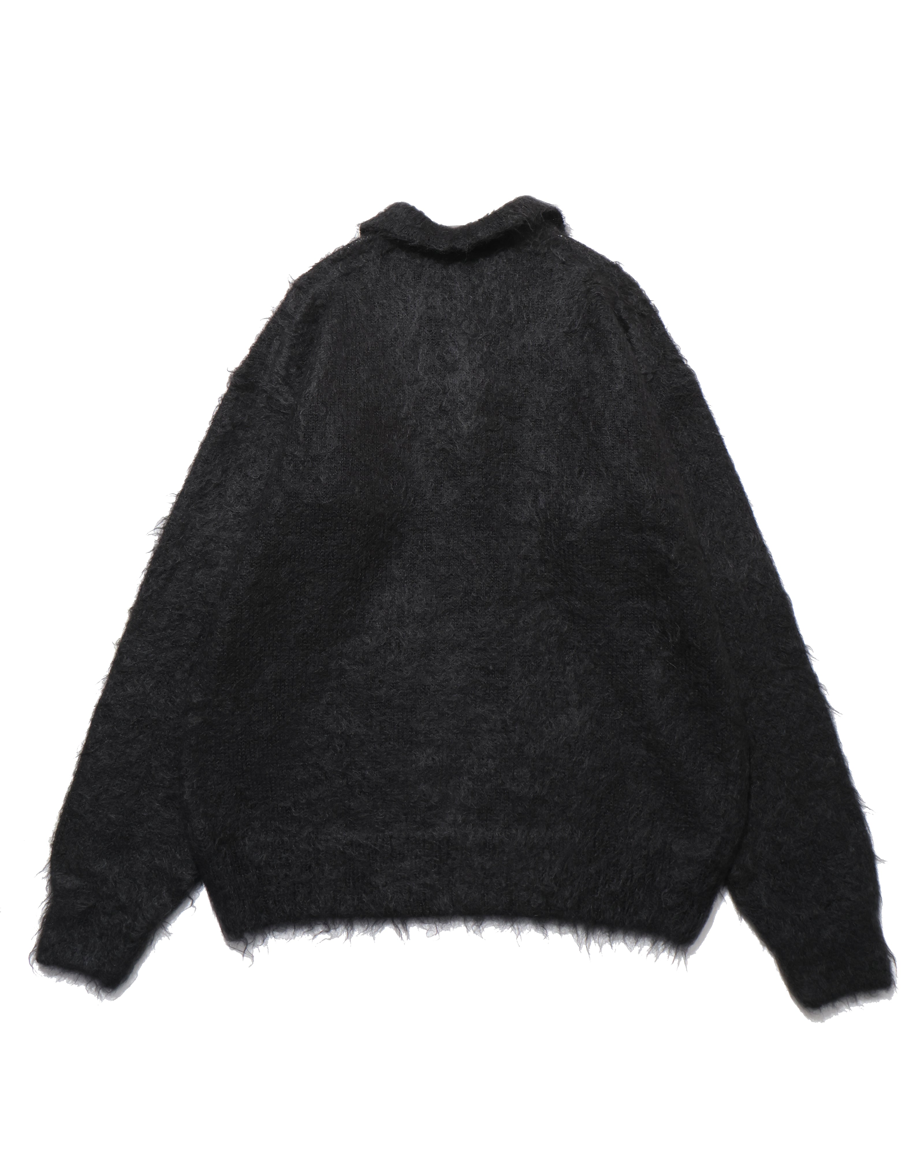 BRUSHED SUPER KID MOHAIR KNIT POLO INK BLACK – TIME AFTER TIME