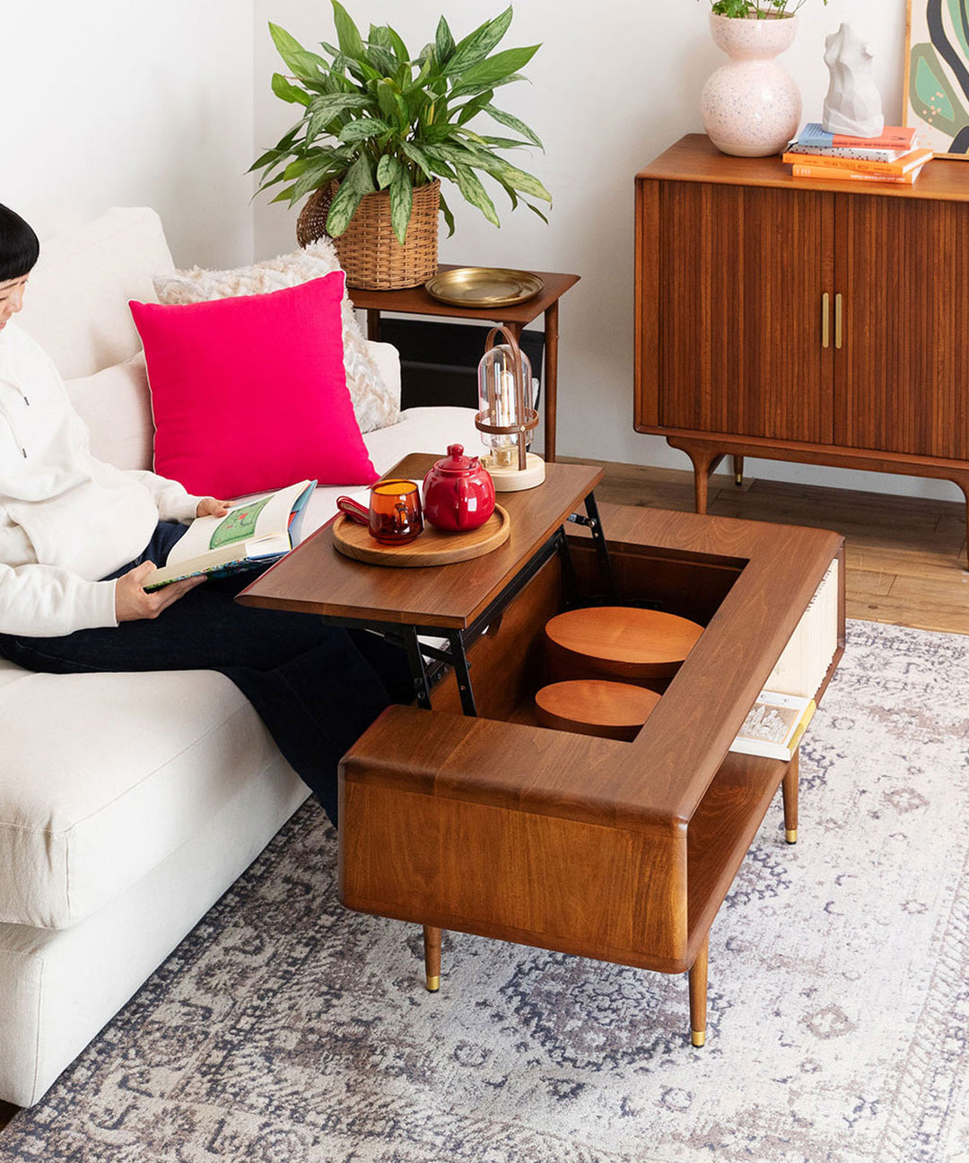 JULIE 昇降式センターテーブル ダークブラウン - 北欧ヴィンテージ