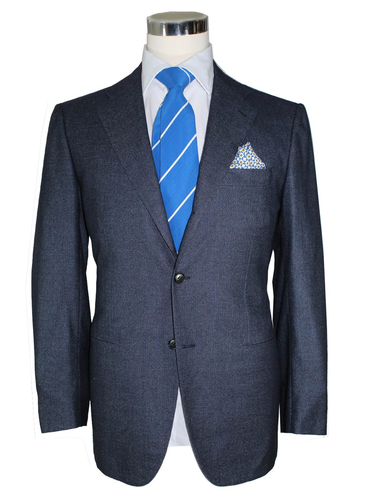 Kiton Sport Coat Dark Blue Gray Wool Silk Lined Men Blazer EUR 50