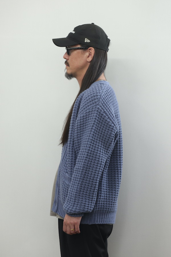 TIGHT / WAFFLE KNIT CARDIGAN（BLUE）