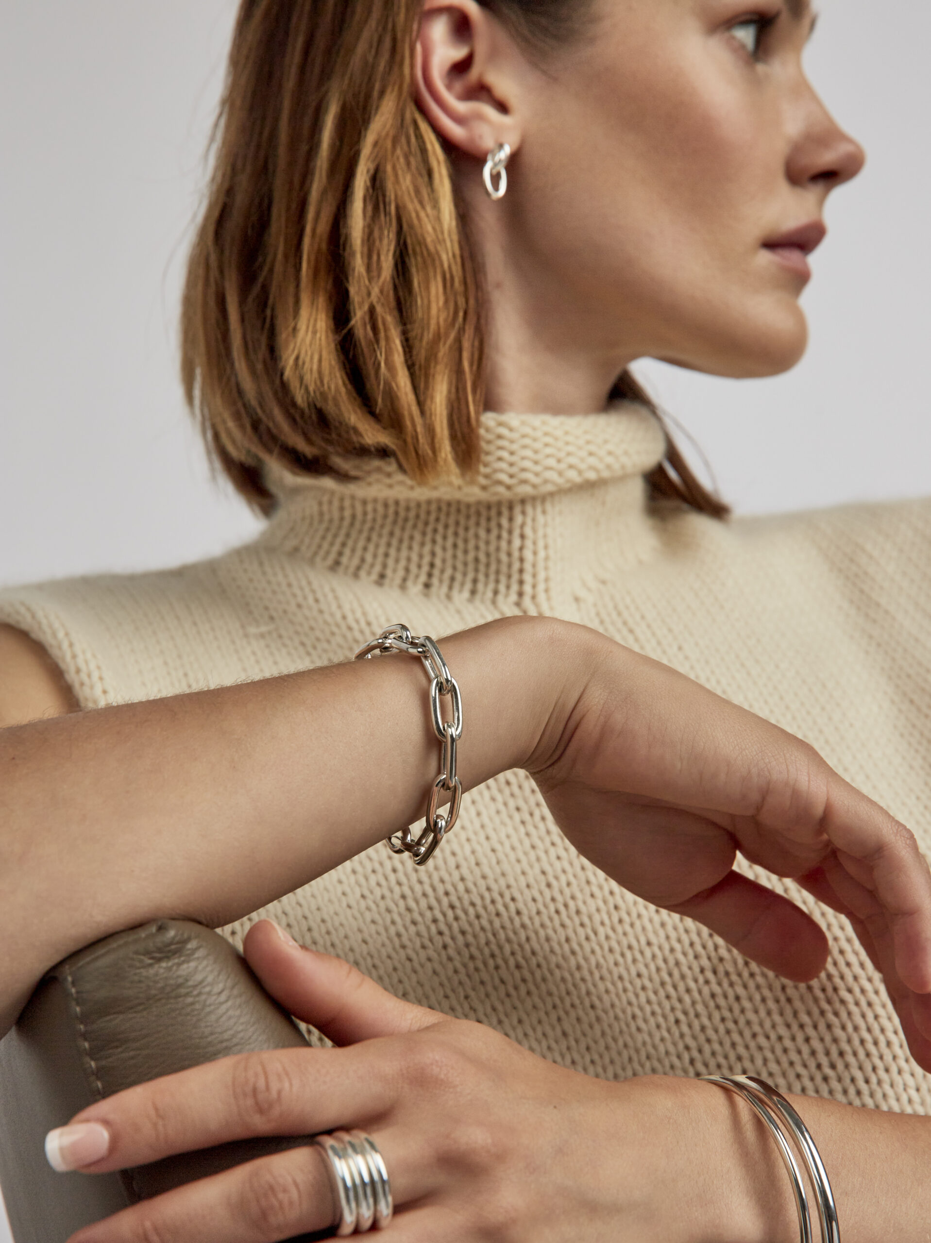 Small Silver Oval Linked Bracelet - Tilly Sveaas Jewellery