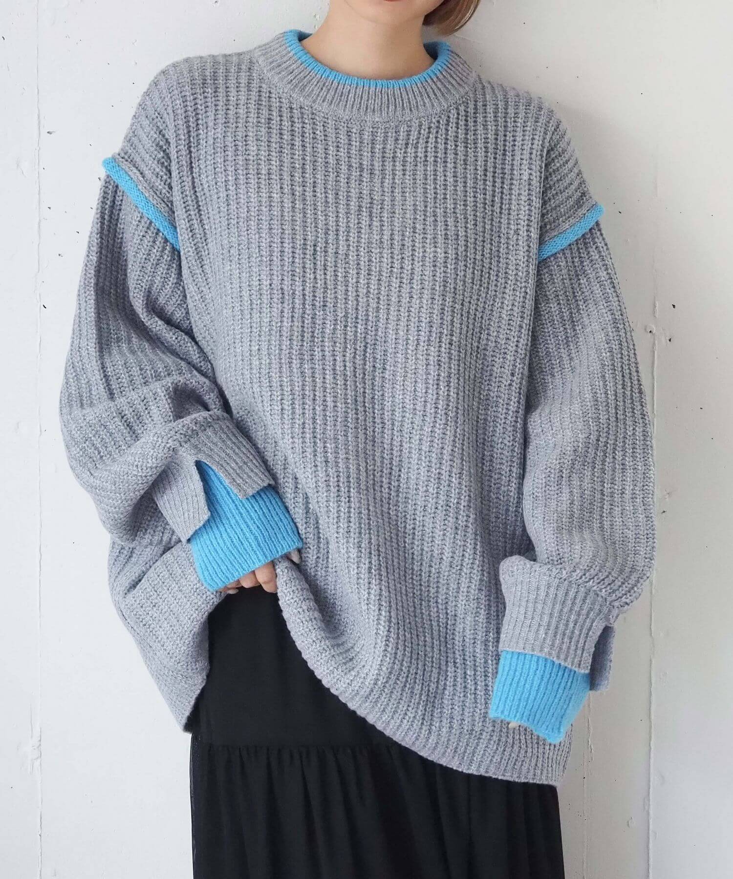 tiptop+pocket ティップトッププラスポケット / 畦編配色レイヤード