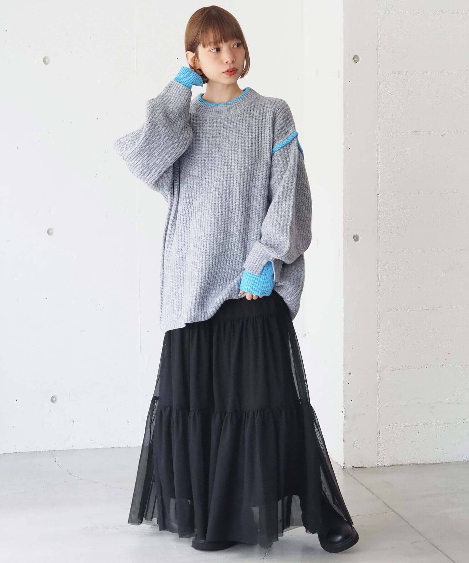 tiptop+pocket ティップトッププラスポケット / 畦編配色レイヤード