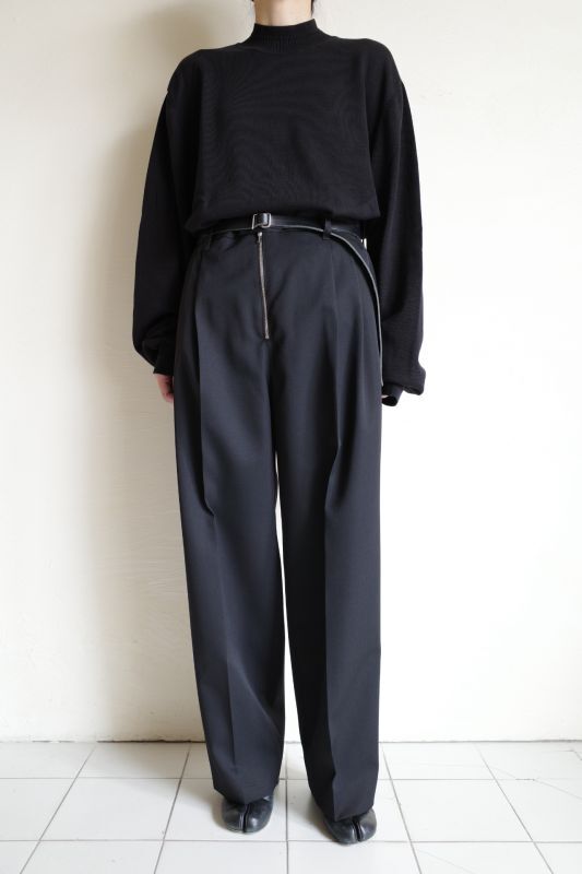 stein EX WIDE TAPERED BARE ZIP TROUSERS・BLACK - tity