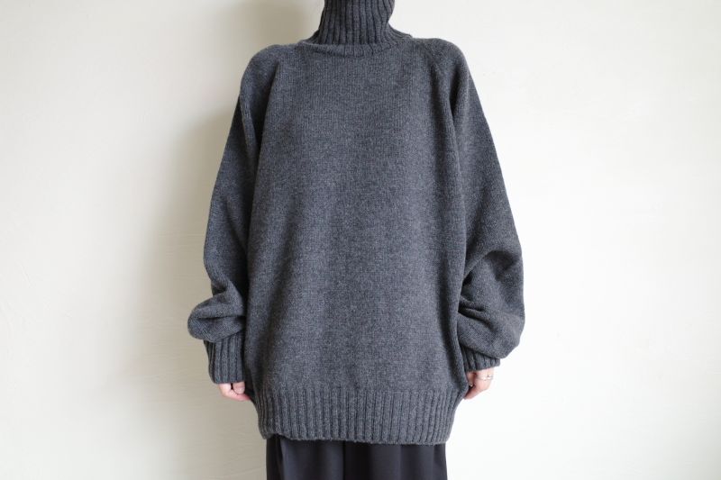 stein EX FINE LAMBS LOOSE HIGH NECK KNIT LS・CHARCOAL - tity