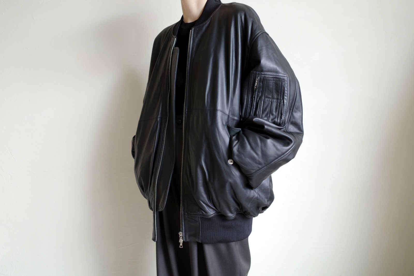 ssstein LEATHER FLIGHT JACKET・BLACK - tity