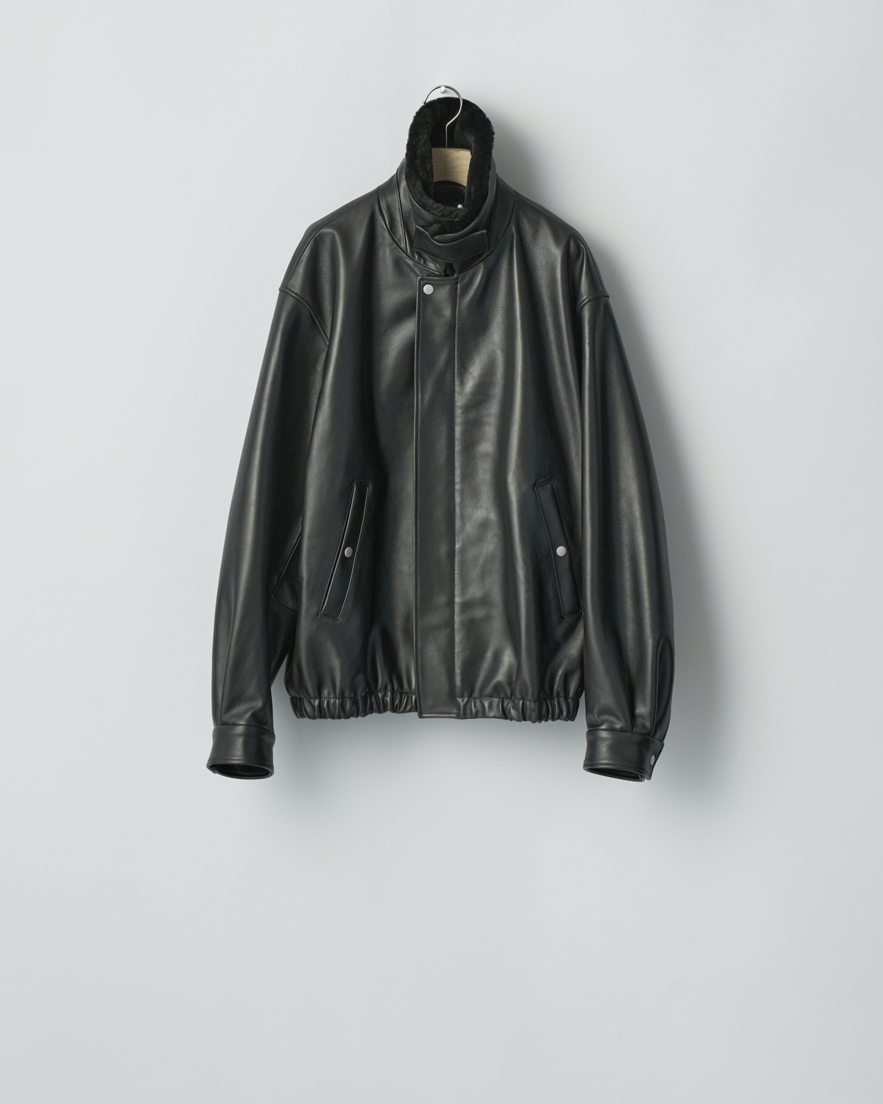 ssstein MOUTON COLLAR SHEEP LEATHER ZIP JACKET・BLACK - tity