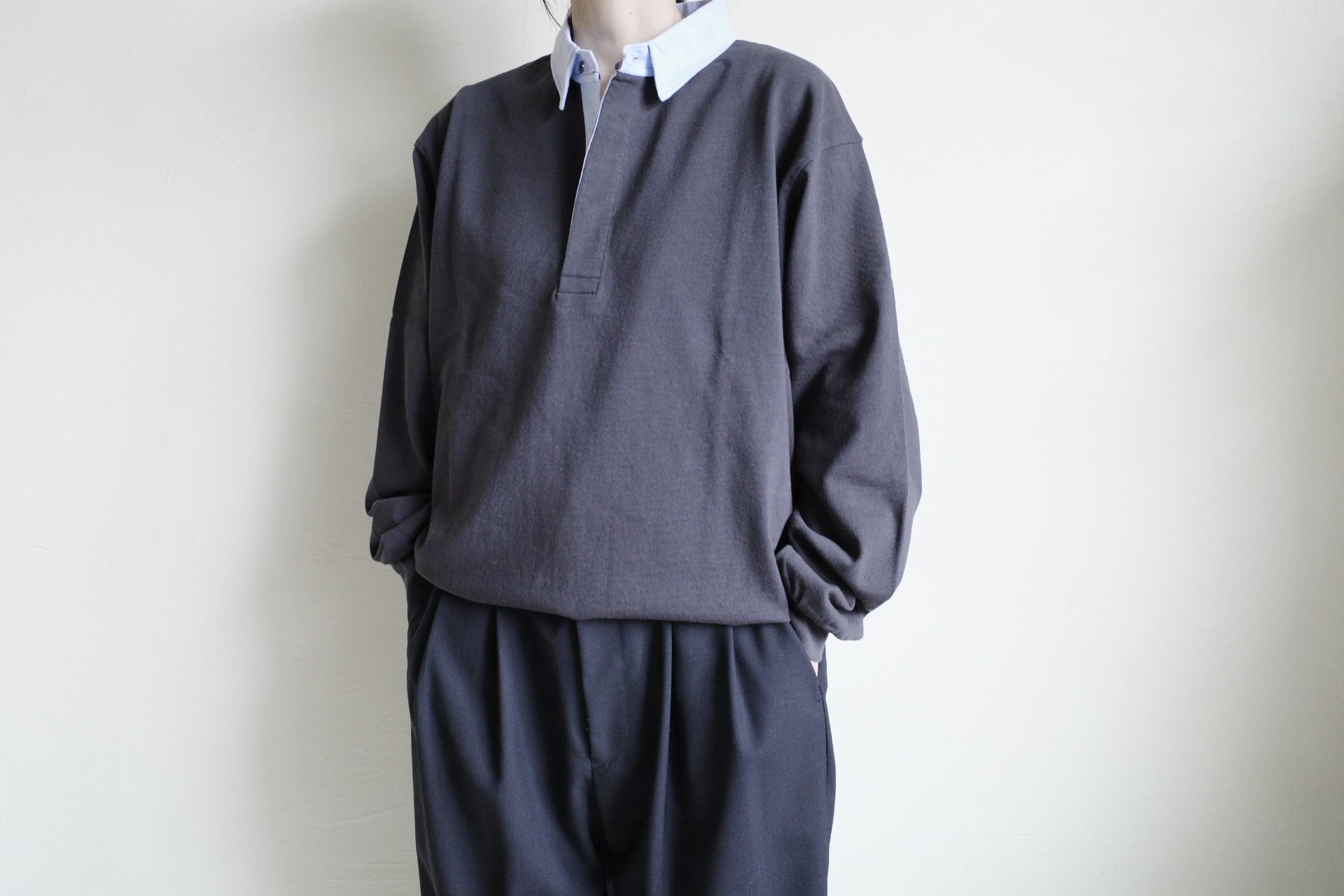 FOLL dry cotton rugby shirt・charcoal - tity