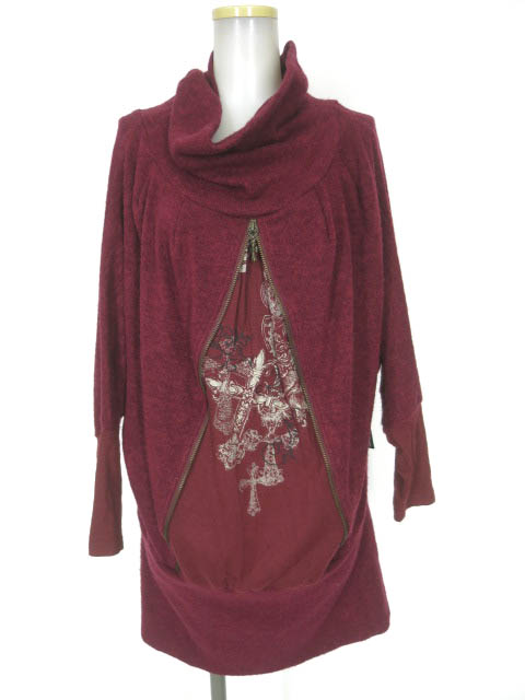 Ozz Croce / ジップ付きオフタートルネックドルマンニットセーター