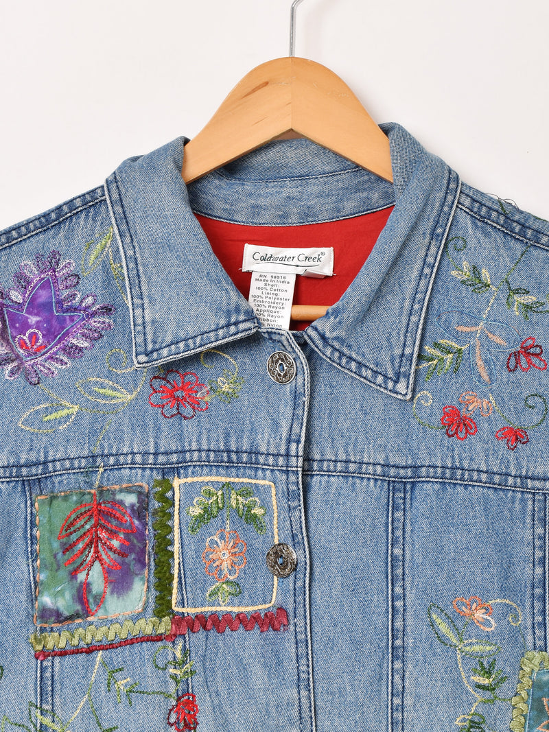 花 刺繍 パッチ デニムジャケット – 古着屋Top of the Hillのネット