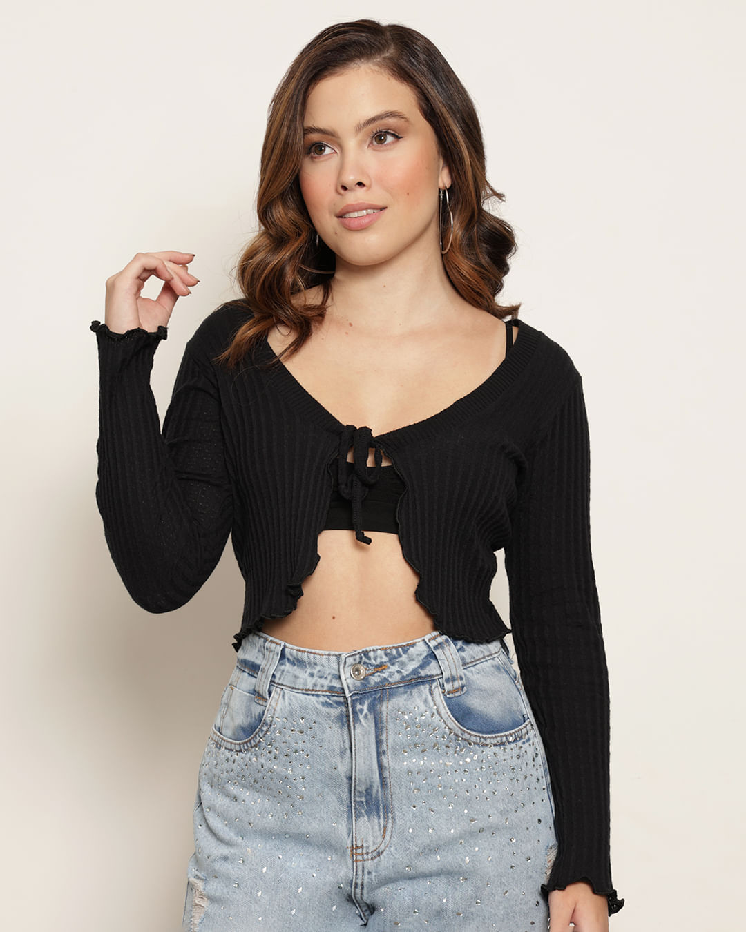 Blusa Bolero Texturizada Preto | Compre na Torra