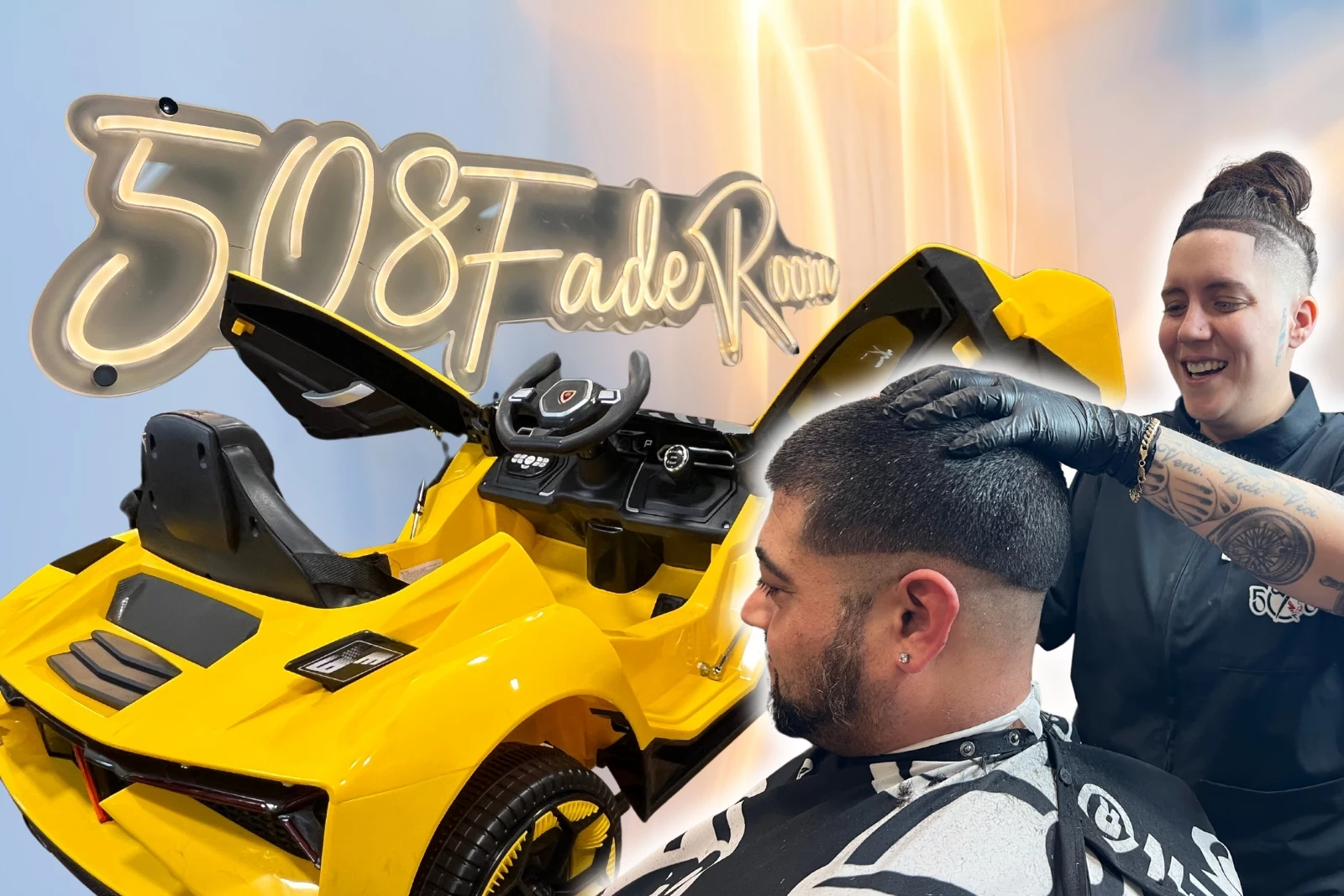 New Bedford Barbershop's Lamborghini Chair Wows Kids