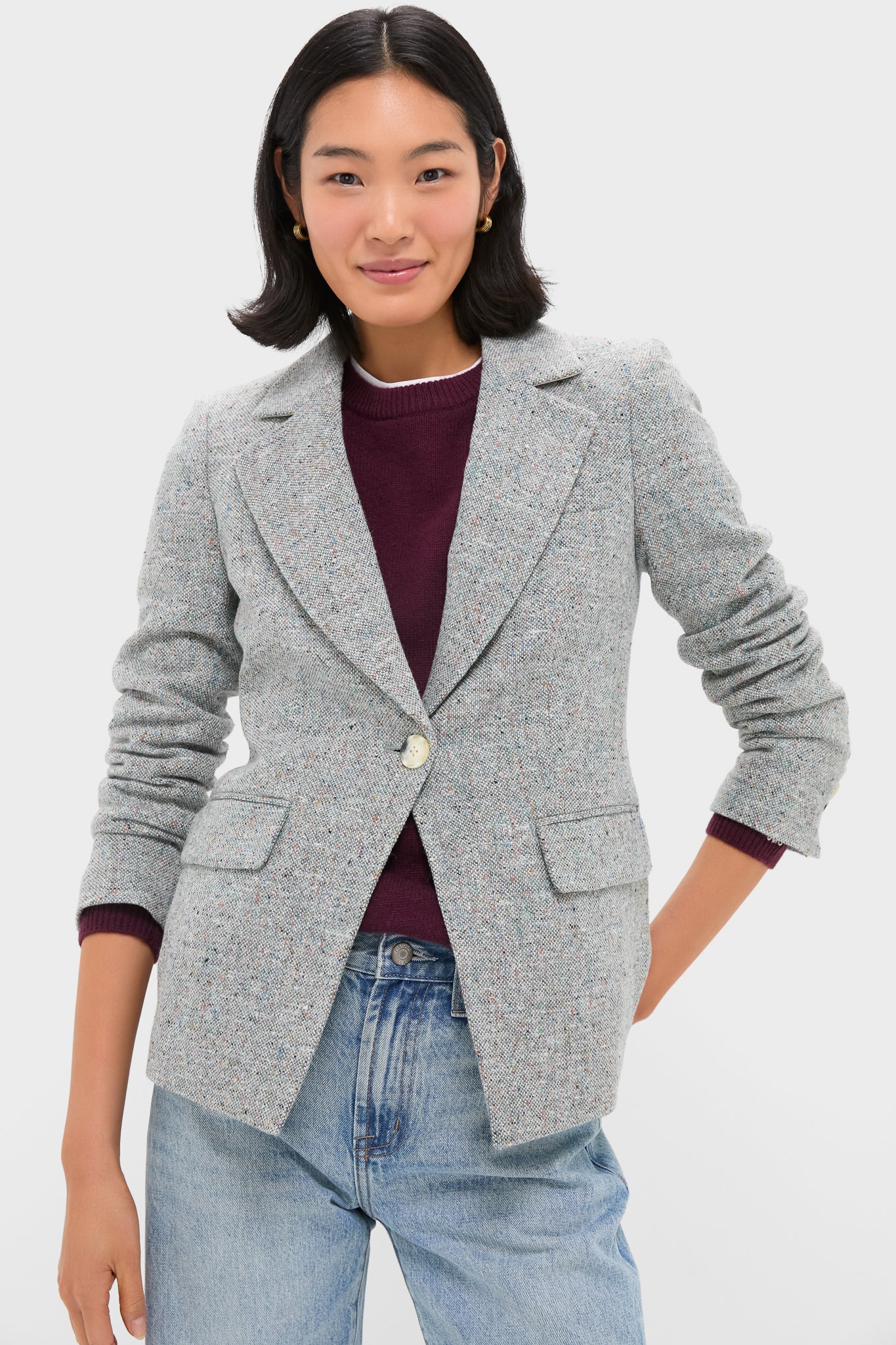 Antique Blue Melange Healy Dickey Jacket | Veronica Beard