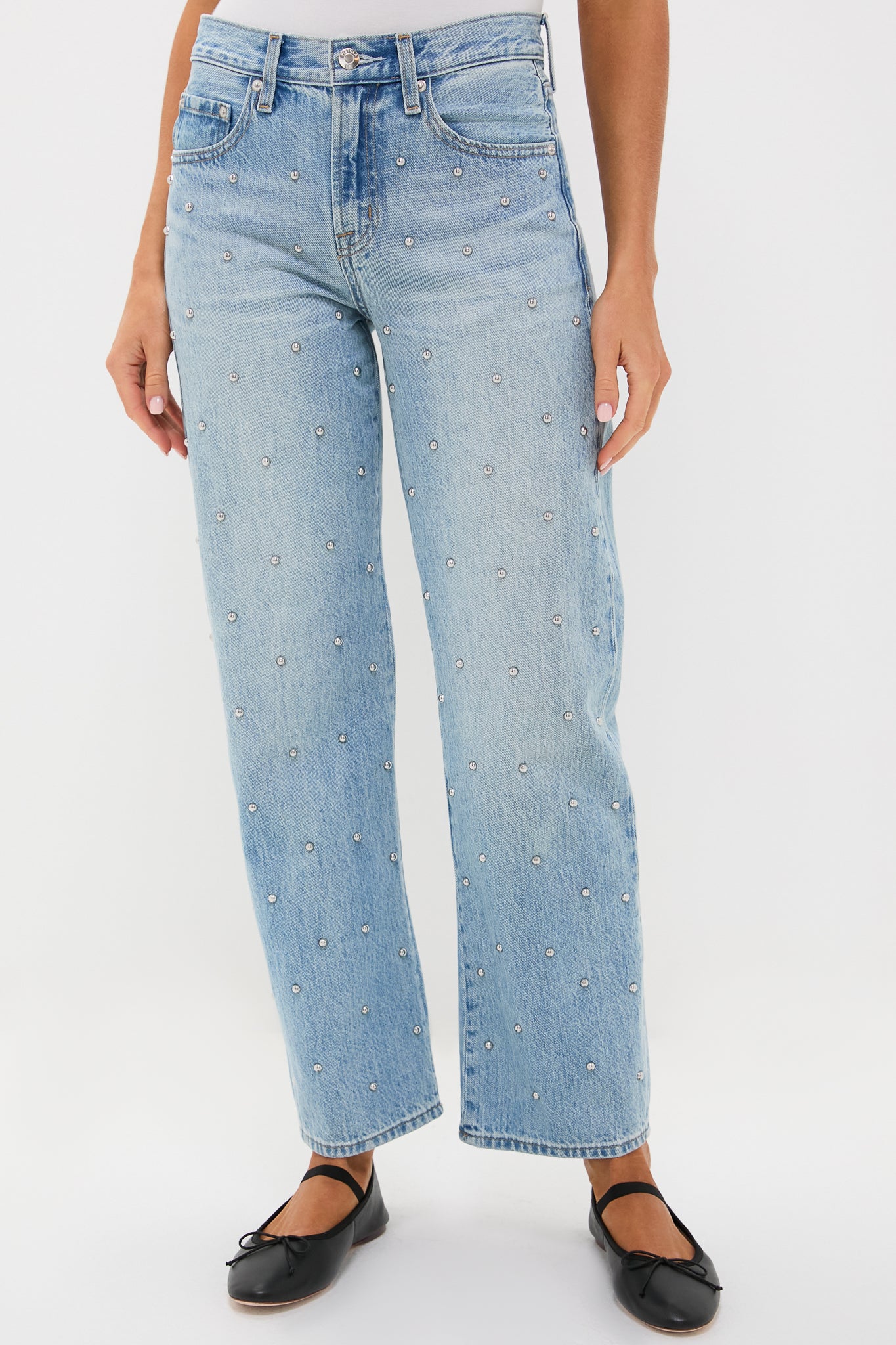Aries Studded Lexi Mid Rise Bowed Straight | Pistola Denim