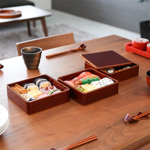 楽天市場】飛騨春慶 元田漆器 隅丸三段重 伝統工芸品 木製 お重箱