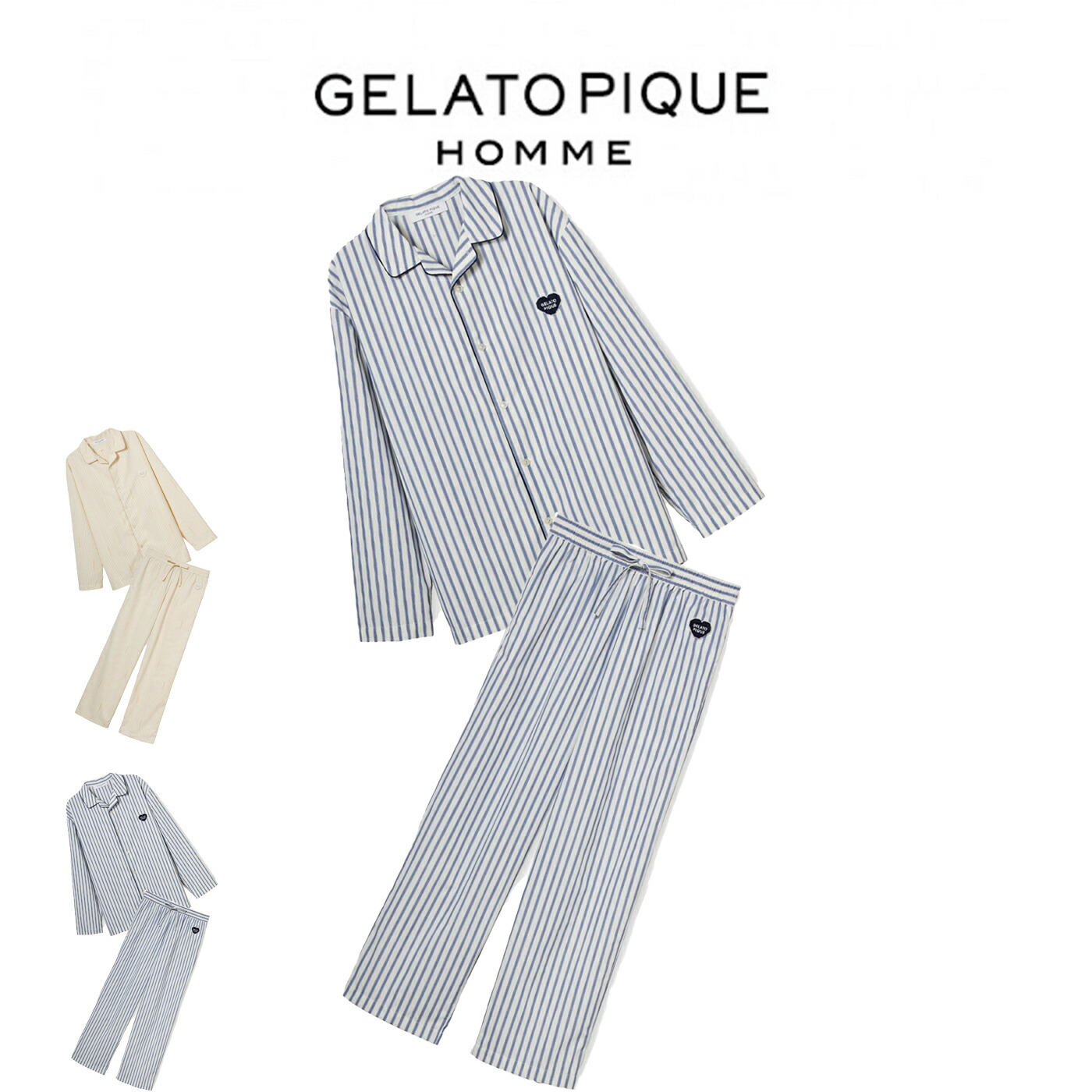 楽天市場】ジェラートピケ ルームウェア セット（柄ストライプ