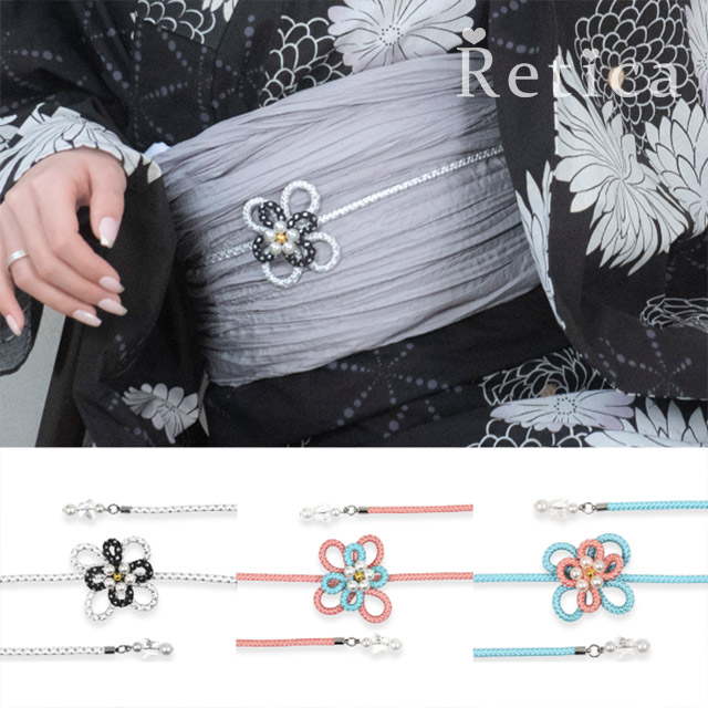 楽天市場】【ネコポス350円】[飾り帯紐] フラワー ゆかた 和柄 パール