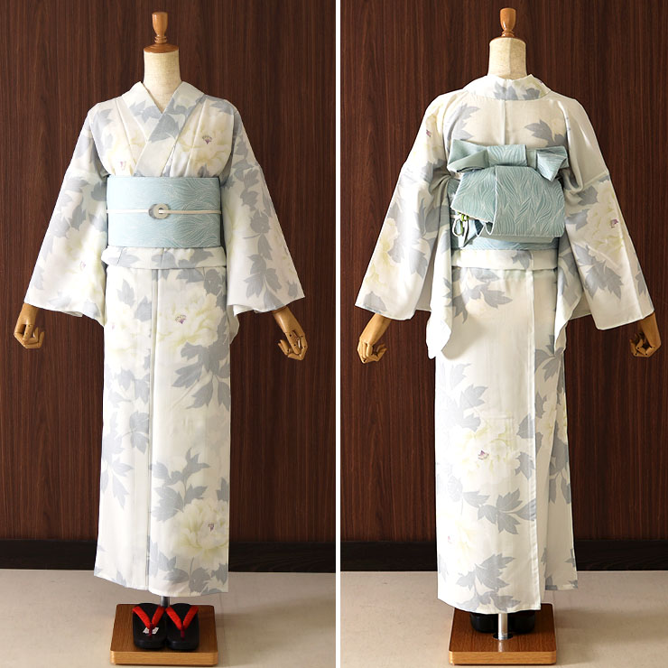 楽天市場】[ 洗える 浴衣 ] しろたえ牡丹（ベージュ/100-337-022-05