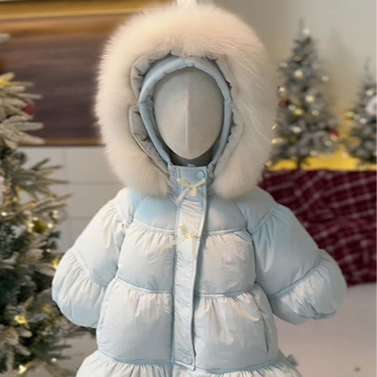 楽天市場】水色 ダウンコート ベンチコート ファーフード 厚手 防寒