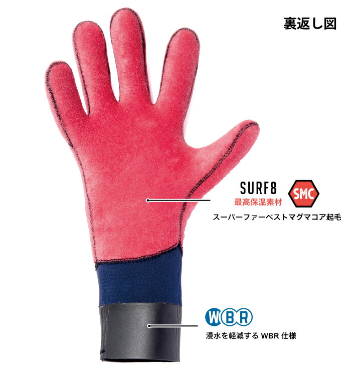楽天市場】サーフィン グローブ 起毛 冬用 サーフ8 2.5mm SURF8
