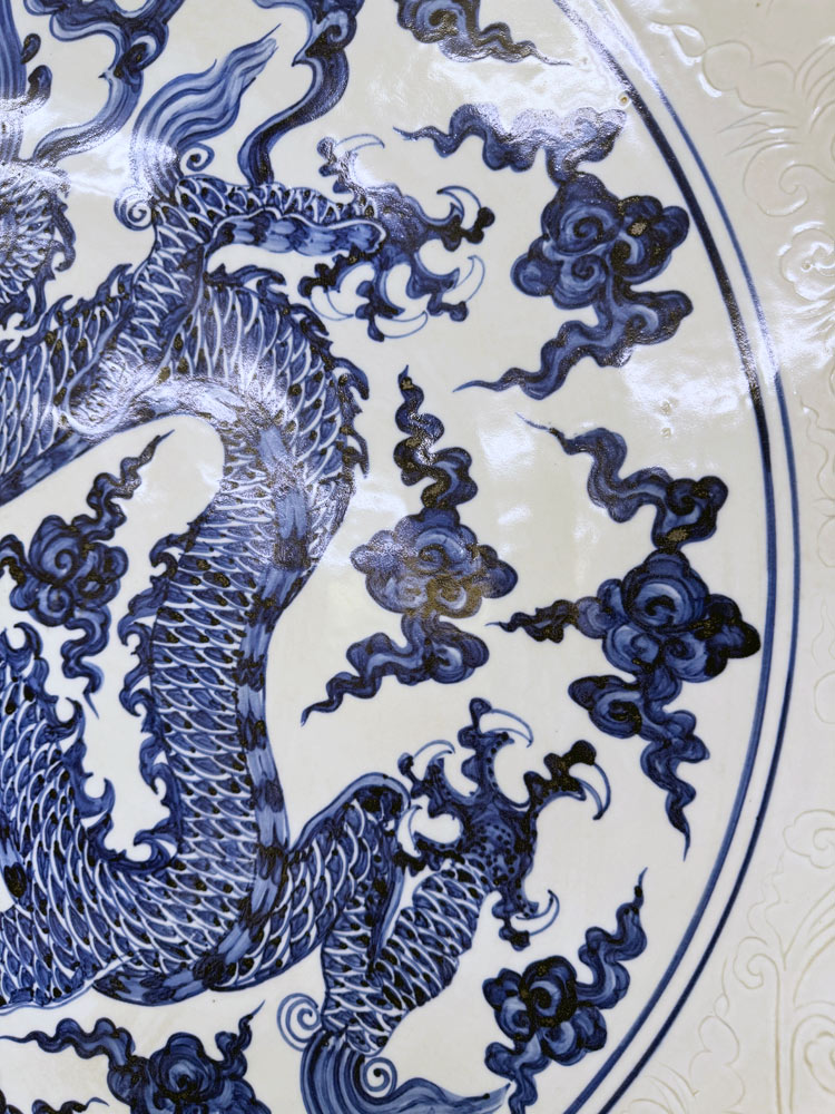 楽天市場】景徳鎮 青花 龍文盤 特大皿 3.5尺 直径約1m13cm 中国美術 染
